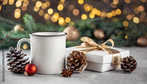 Obraz christmas white mug mockup