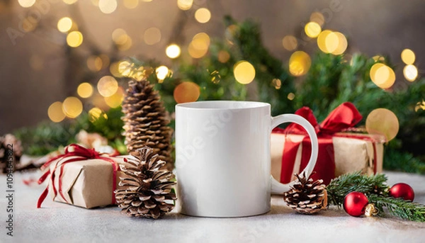 Obraz christmas white mug mockup
