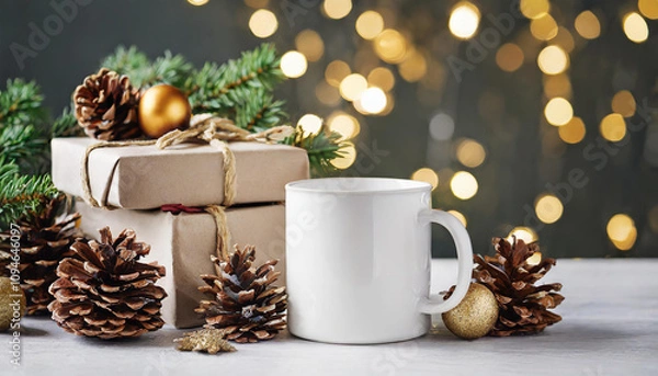 Obraz christmas white mug mockup