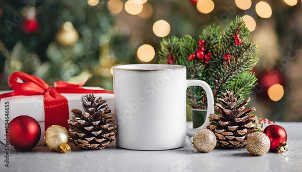 Obraz christmas white mug mockup