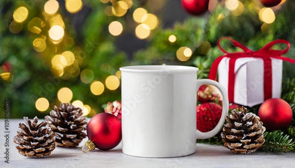 Obraz christmas white mug mockup