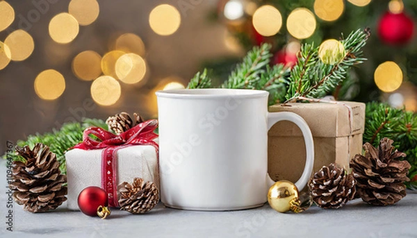 Obraz christmas white mug mockup