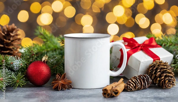 Obraz christmas white mug mockup