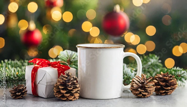 Obraz christmas white mug mockup