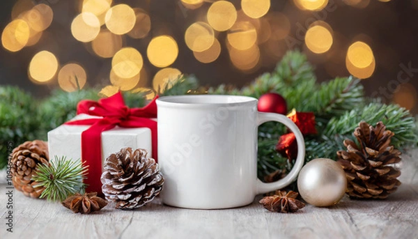 Obraz christmas white mug mockup