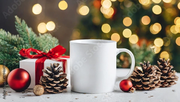 Obraz christmas white mug mockup