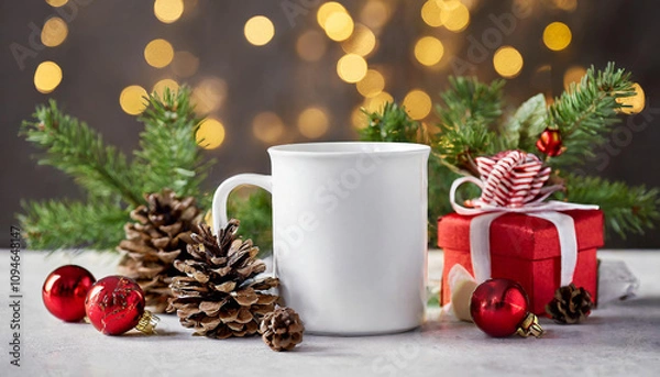 Obraz christmas white mug mockup