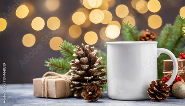 Obraz christmas white mug mockup