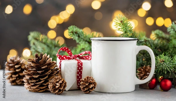Obraz christmas white mug mockup