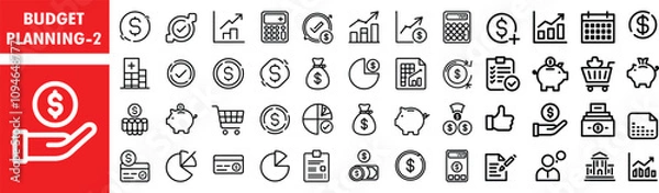Obraz Budget Planning vector minimal line icon set 2