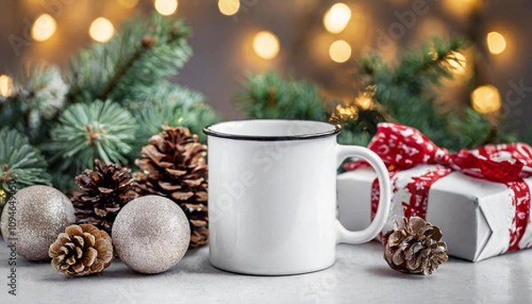 Obraz christmas white mug mockup