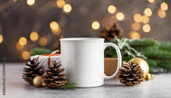Obraz christmas white mug mockup