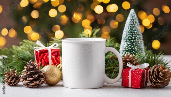 Obraz christmas white mug mockup