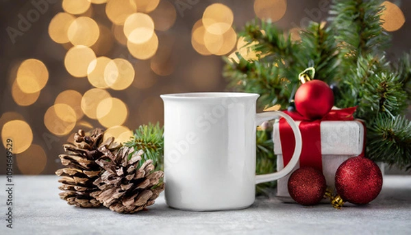 Obraz christmas white mug mockup