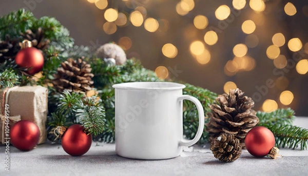 Obraz christmas white mug mockup