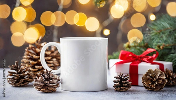 Obraz christmas white mug mockup