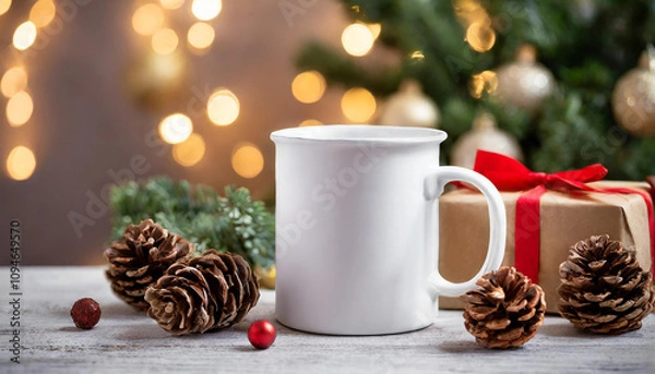 Obraz christmas white mug mockup