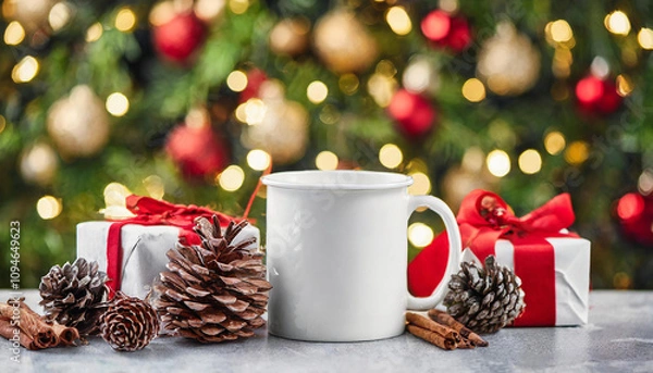 Obraz christmas white mug mockup