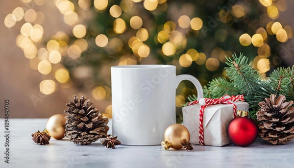 Obraz christmas white mug mockup