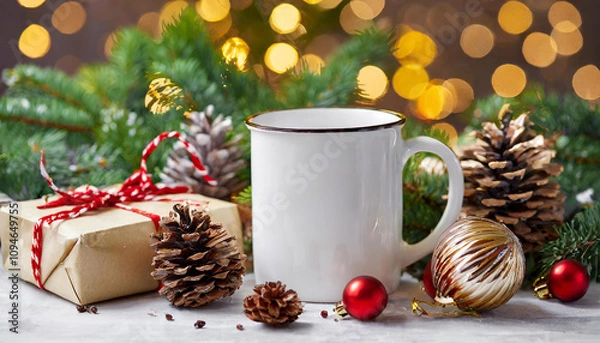 Obraz christmas white mug mockup