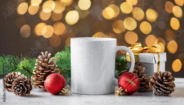 Obraz christmas white mug mockup