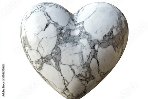 Fototapeta Marble Heart. 3D Illustration of Stone Heart on a White Background