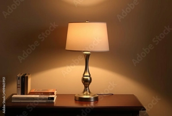 Obraz Table Lamp A self contained lamp with a base stem and shade plac