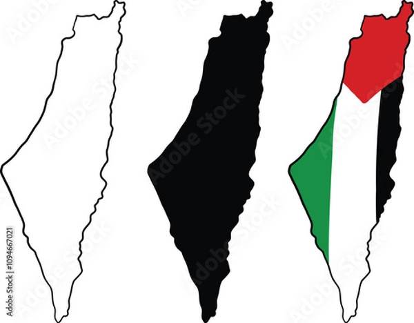 Fototapeta three types of palestine map vector illustrations