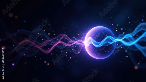 Fototapeta Abstract Hi-Tech Background with Energy Wave and Nebula.