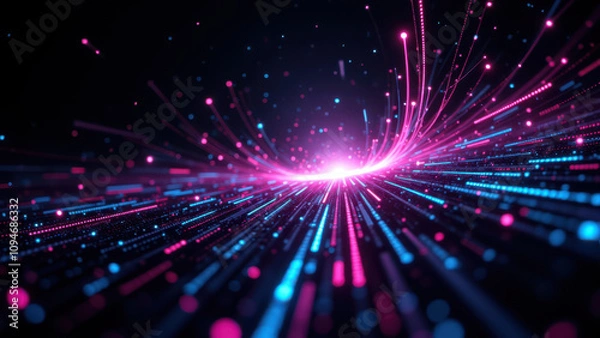 Fototapeta Abstract colorful digital fireworks in a night sky background.