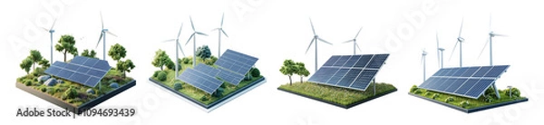 Fototapeta Solar Power Systems on Transparent Background