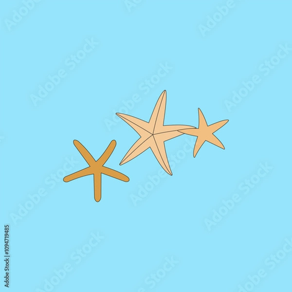 Fototapeta Starfish vector illustration on blue background. Underwater elements