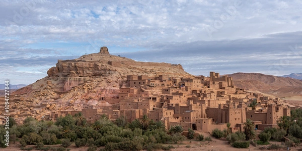 Obraz Aït Ben Haddou in Ouarzazate, Morocco, Stunning view of the famous kasbah and its desert surroundings. UNESCO World Heritage Site