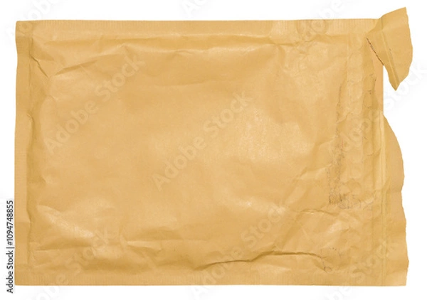 Fototapeta Rectangular envelope made of brown paper on isolated background