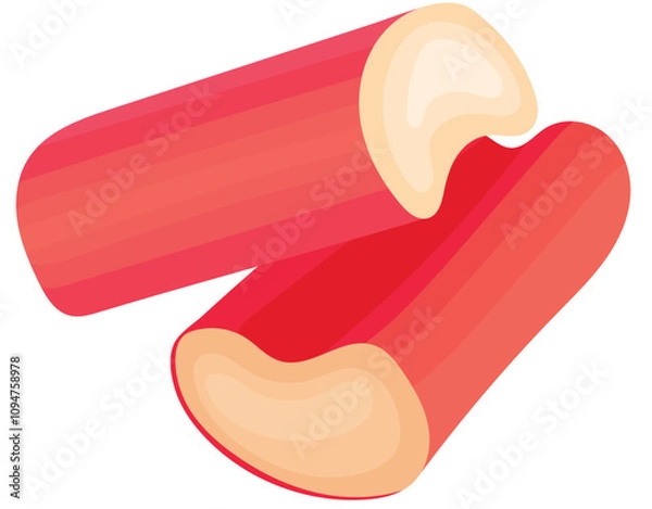 Obraz Rhubarb Vegetable Slices Illustration Isolated on White Background
