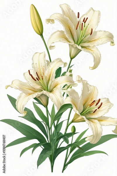 Fototapeta lily flower blooming beautifully isolated on background, created by generative ai