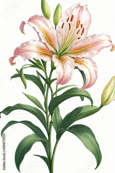 Fototapeta lily flower blooming beautifully isolated on background, created by generative ai