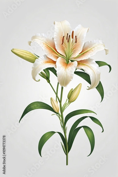 Fototapeta lily flower blooming beautifully isolated on background, created by generative ai