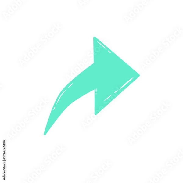 Fototapeta Doodle arrow direction digital transparent background that can be use for background, ppt, social media, sticker, wallpaper, e.t.c with aesthetic green colorful color