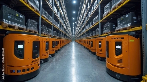 Fototapeta Automated Warehouse Robots