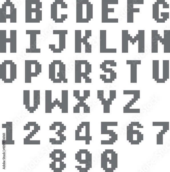 Fototapeta Retro pixel alphabet. Digital 8 bit game font