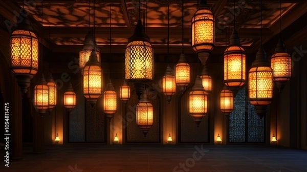 Fototapeta 雪とランプと町明かり