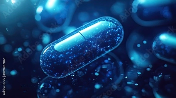 Fototapeta Dark blue pill in an immersive interface