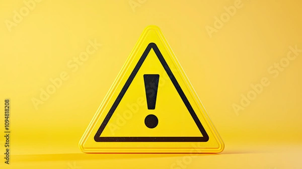 Fototapeta Caution sign on bright yellow background, symbolizing alertness