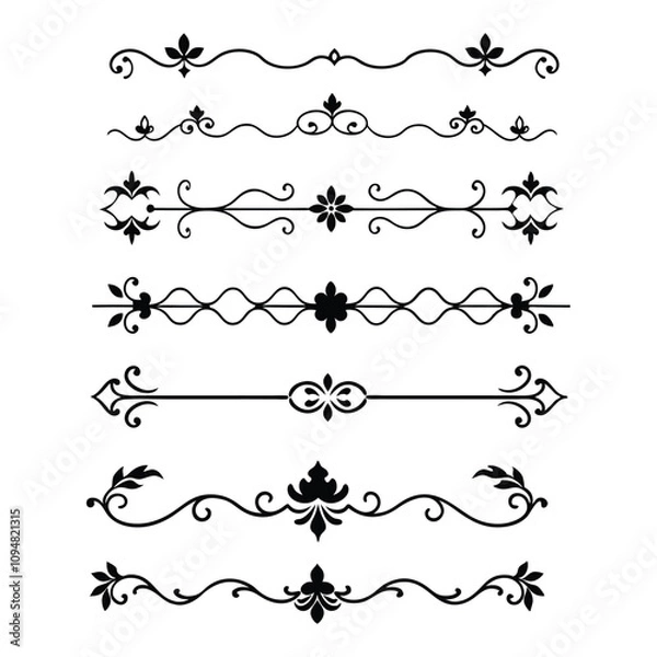 Obraz Add sophistication to your designs with this collection of elegant divider ornaments in vector format. Perfect for invitations, borders, and decorative digital projects.
