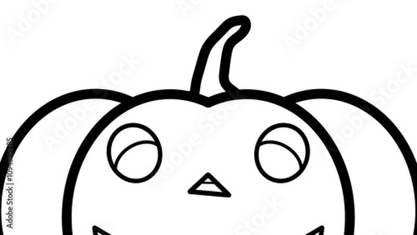 Obraz Cute Cartoon A Big Halloween Pumpkin Half Face Outline On Transparent Background. PNG Image, Coloring Picture, Digital Art, Procreate Pocket