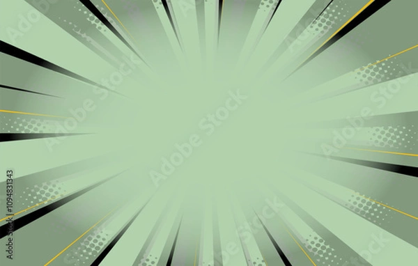 Fototapeta Balnk boom comic book text speech bubble in pop art style with dots. Clear wow balloon for posts and announcements. Empty message cloud background backdrop with flashes and stars. Vector illustration.