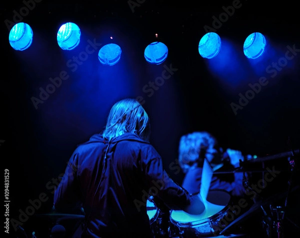 Obraz Drummer and blue light