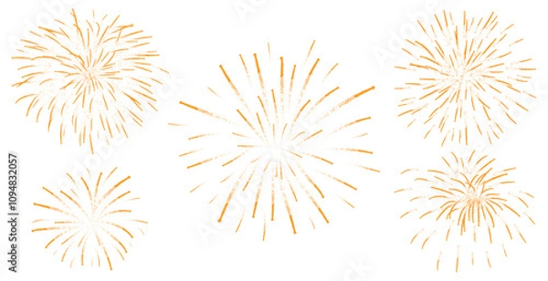 Fototapeta Beautiful fireworks with shining sparks, set. Vector illustration