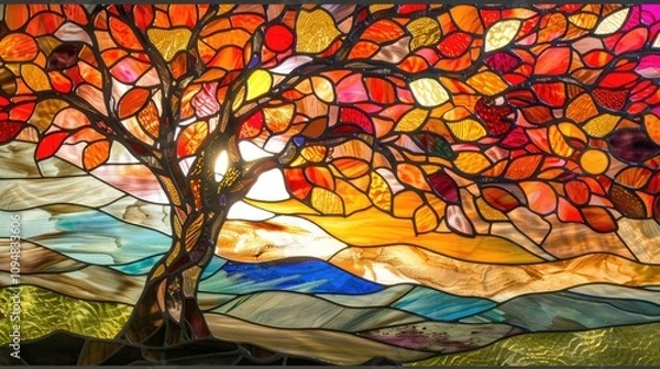 Fototapeta Stained glass window tree